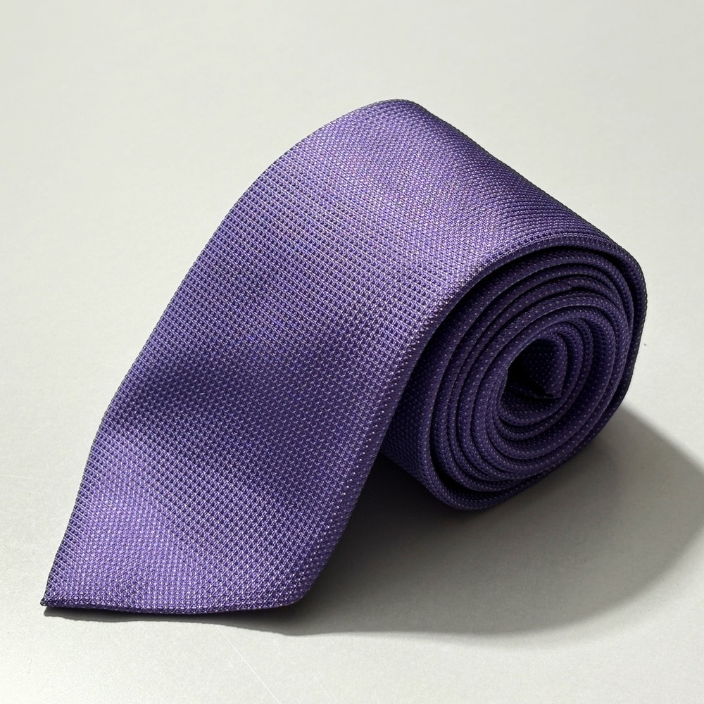 CANALI Tie 3.25" x 58" Necktie Purple Square Geometric Textured 100% Silk Italy
